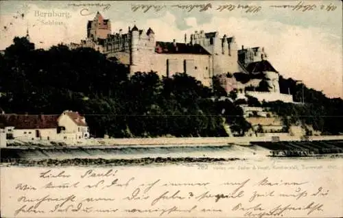 Ak Bernburg an der Saale, Schloss,  von 1901, Landschaft,  Gebäude
