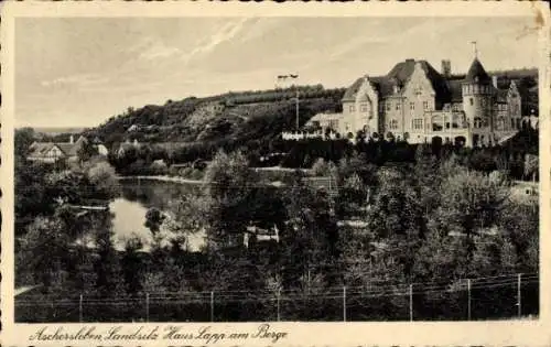 Ak Aschersleben im Salzlandkreis, Landsitz Haus Lapp, Berge, Gewässer, Bäume, Architektur