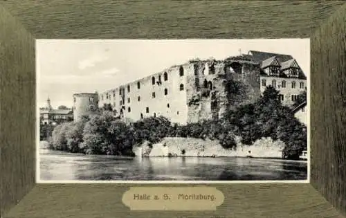 Passepartout Ak Halle Saale, Blick zur Moritzburg