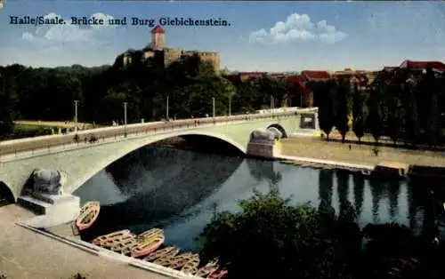 Ak Giebichenstein Halle an der Saale, Brücke, Burg Giebichenstein