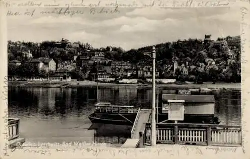 Ak Dresden Weißer Hirsch, Panoramaansicht, Fluss, Boote, Architektur, schöne Landschaft
