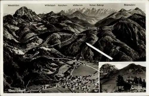 Ak Bayrischzell im Mangfallgebirge Oberbayern, Panorama, Berggasthaus Tanner-Alm, Wendelstein