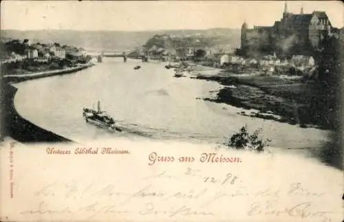 Ak Meißen an der Elbe, Panorama, unteres Elbtal