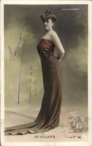 Ak Variete-Künstlerin, De Villers, Porträt