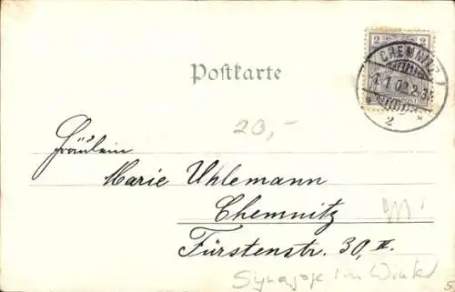 Judaika Ak Chemnitz Sachsen, Stephansplatz, Synagoge, Winteransicht