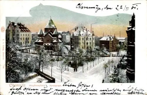 Judaika Ak Chemnitz in Sachsen, Stephansplatz, Synagoge