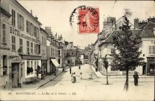 Ak Montereau Seine et Marne, Straße mit Häusern, Hotel De Lach, Poststempel, Kinder
