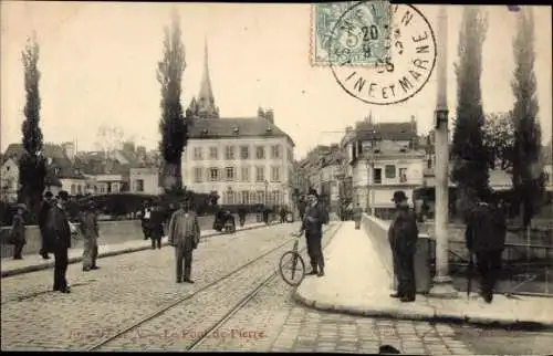 Ak Melun Seine et Marne, Pont de Pierre