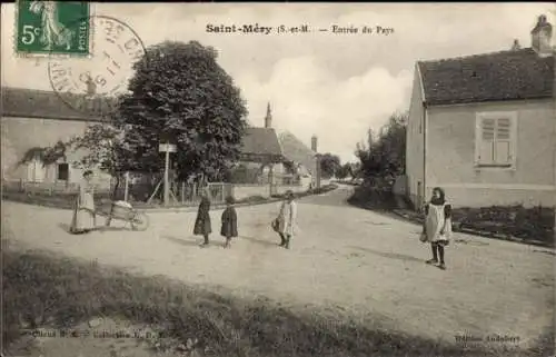 Ak Saint Méry Seine et Marne, Entree du Pays