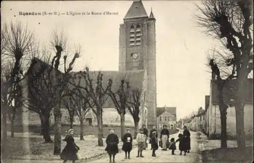 Ak Sourdun Seine-et-Marne, Kirche, Route d'Herme