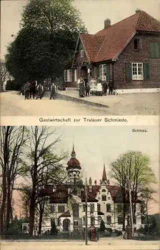Ak Travenbrück bei Bad Oldesloe, Schloss Tralau, Gastwirtschaft zur Tralauer Schmiede