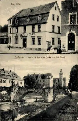 Ak Hadamar in Hessen, Hotel Adler, Brücke, Schloss, Garten, freundliche Zimmer, Bier