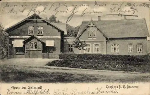 Ak Sehestedt am Nord Ostsee Kanal, Historisches Kaufhaus, Gruss aus  D. F. Brammer, Erna Bielfeld