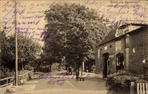 Ak Damendorf in Schleswig Holstein, Gruß aus  Gutshaus von Joh. Koll, ländliche Szene