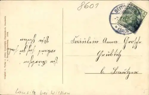 Ak Gaußig in der Oberlausitz, Straßenpartie, Kirche, Schule, Gasthof