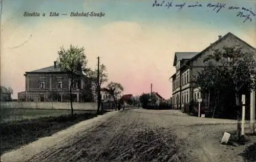 Ak Strehla an der Elbe Sachsen, Bahnhofstraße