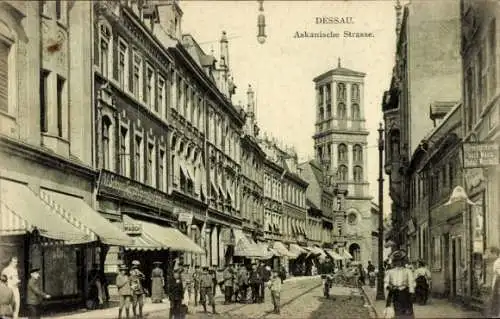 Ak Dessau in Sachsen Anhalt, Askanische Straße, Geschäfte