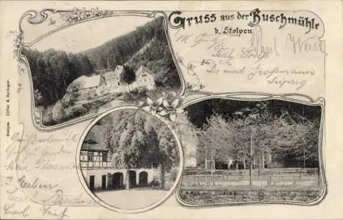 Ak Stolpen Sachsen, Gastwirtschaft Buschmühle, Talpartie, Garten