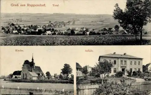 Ak Ruppendorf Klingenberg in Sachsen, Ansicht von  Kirche, Schule