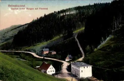 Ak Rybnica Mała Reimsbach Schlesien, Reimsbachtal, Gasthof Froher Morgen, Försterei