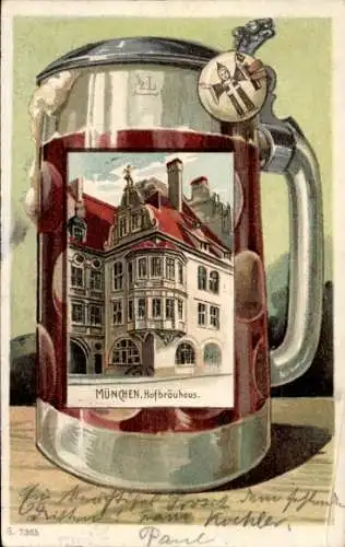 Präge Passepartout Litho München Bayern, Das Hofbräuhaus