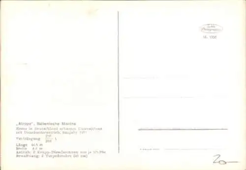 Ak Italienisches Kriegsschiff, U-Boot Atropo, Krupp-Germaniawerft Kiel