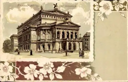 Präge Passepartout Litho Frankfurt am Main, Blick auf das Opernhaus