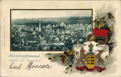 Präge Passepartout Wappen Ak Göppingen in Württemberg, Gesamtansicht