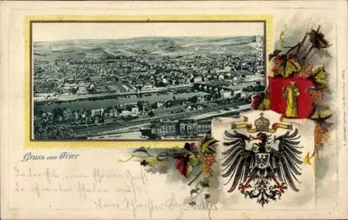 Präge Passepartout Wappen Ak Trier an der Mosel, Gesamtansicht