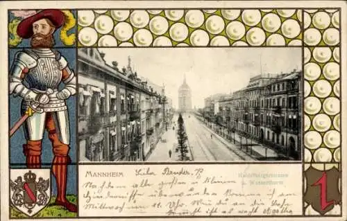 Präge Passepartout Wappen Ak Mannheim in Baden, Heidelbergerstraße, Wasserturm