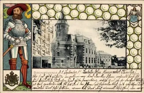 Präge Passepartout Wappen Ak Bischofswerda in Sachsen, Postamt