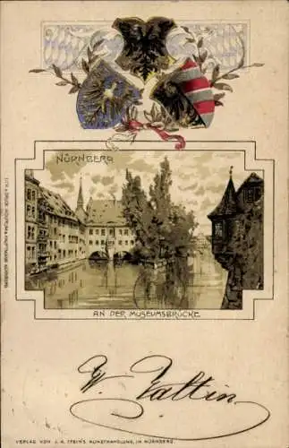Präge Wappen Litho Nürnberg, Partie an der Museumsbrücke