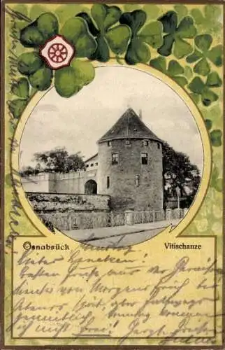 Präge Passepartout Ak Osnabrück in Niedersachsen, Vitischanze, Glücksklee