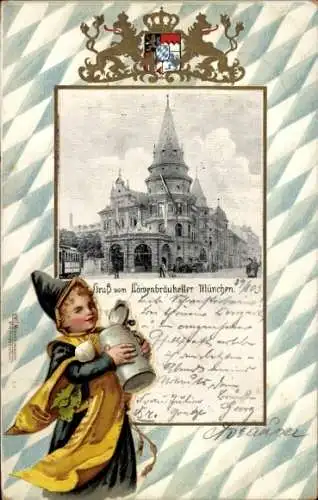 Künstler Ak München Bayern, Münchner Kindl, Bierkrug