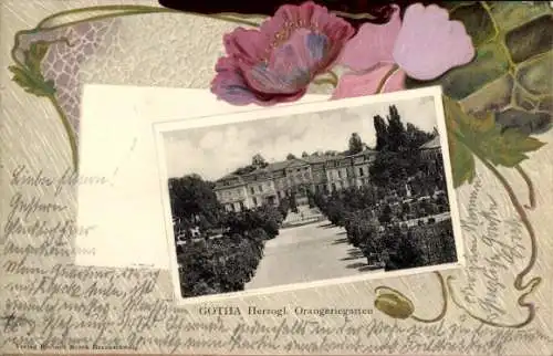 Jugendstil Präge Ak Gotha in Thüringen, Herzoglicher Orangeriegarten