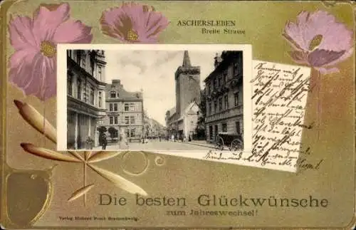 Präge Ak Aschersleben, Blick in die Breite Straße
