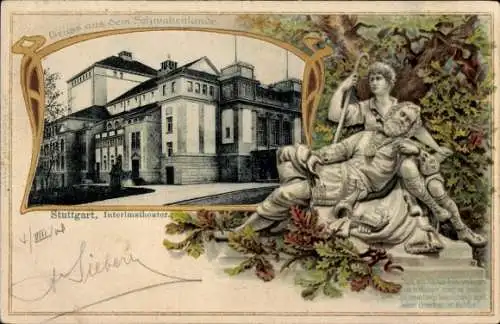 Präge Passepartout Ak Stuttgart in Württemberg, Interimstheater