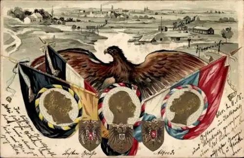 Präge Litho Mysłowice Myslowitz Schlesien, Dreikaiserreichsecke, Deutschland, Österreich, Russland