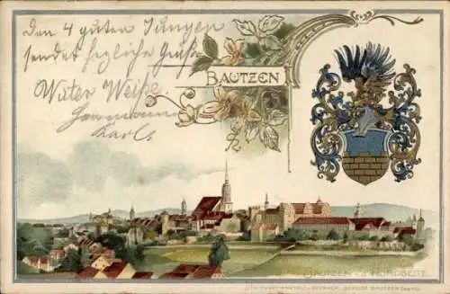 Präge Wappen Litho Bautzen Oberlausitz, Gesamtansicht