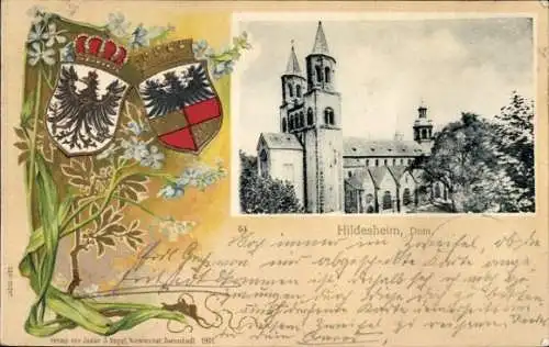 Präge Wappen Ak Hildesheim in Niedersachsen, Dom