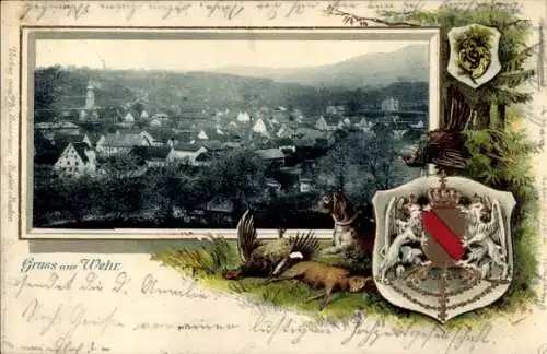 Präge Passepartout Wappen Ak Wehr in Baden, Gesamtansicht