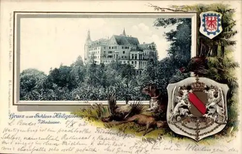 Präge Passepartout Wappen Ak Heiligenberg im Bodenseekreis Baden, Schloss Heiligenberg