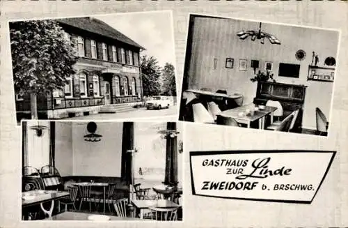 Ak Zweidorf Wendeburg Niedersachsen, Gasthaus zur Linde, Innenansichten, Restaurant, Essbereich