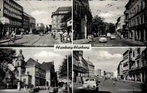 Ak Hamburg Harburg, Lüneburger Straße, Rathausstraße, Rathaus