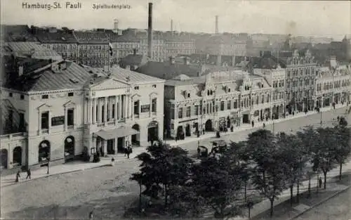 Ak Hamburg Mitte St Pauli, Navigationsschule, Spielbudenplatz,  Gebäude, Menschen, Straßenansicht