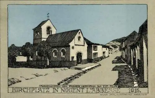 Ak Nogent l'Abbesse Marne, Kirchplatz