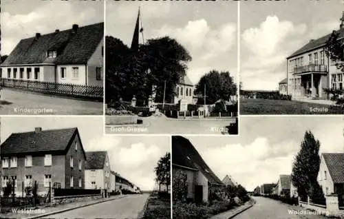 Ak Groß Giesen in Niedersachsen, Schule, Kirche, Kindergarten, Waldsiedlung