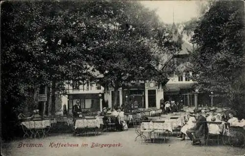 Ak Hansestadt Bremen, Kaffeehaus im Bürgerpark, Besucher