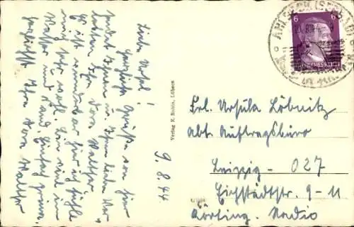 Ak Ostseebad Ahlbeck auf Usedom, Ostseebad  Strand, Häuser, Boote, Strandkörbe