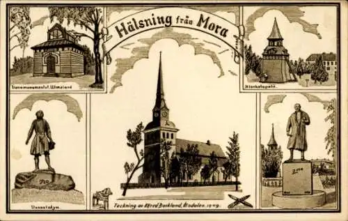 Ak Mora Schweden, Denkmal, Kirche